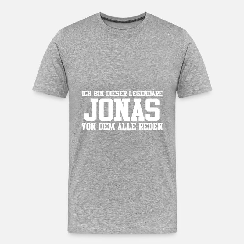 Jonas Name Design - Männer Premium Bio T-Shirt - Grau meliert