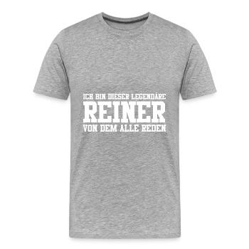 Reiner Name Design - Männer Premium Bio T-Shirt - Grau meliert - Vorne - Damien (186cm)