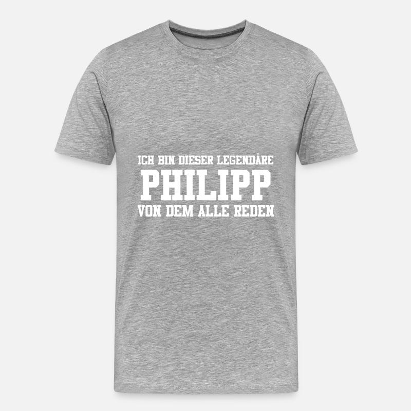 Philipp Name Design - Männer Premium Bio T-Shirt - Grau meliert