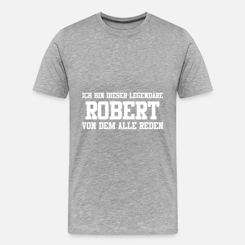 Robert Name Design - Männer Premium Bio T-Shirt - Grau meliert