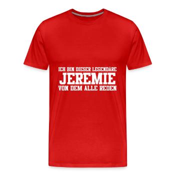Jeremie Name Design - Männer Premium Bio T-Shirt - Rot - Vorne - Damien (186cm)
