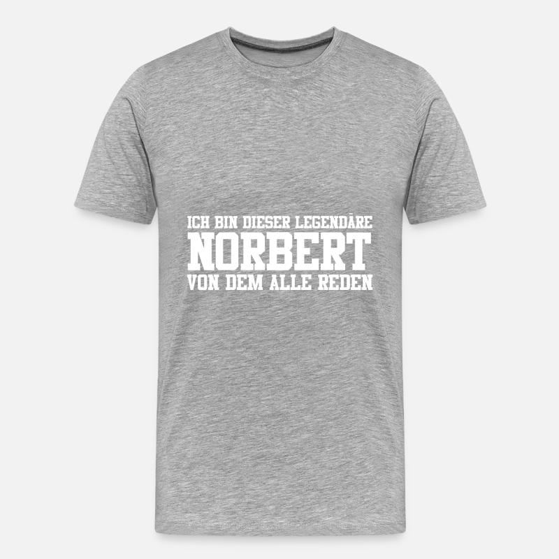 Norbert Name Design - Männer Premium Bio T-Shirt - Grau meliert