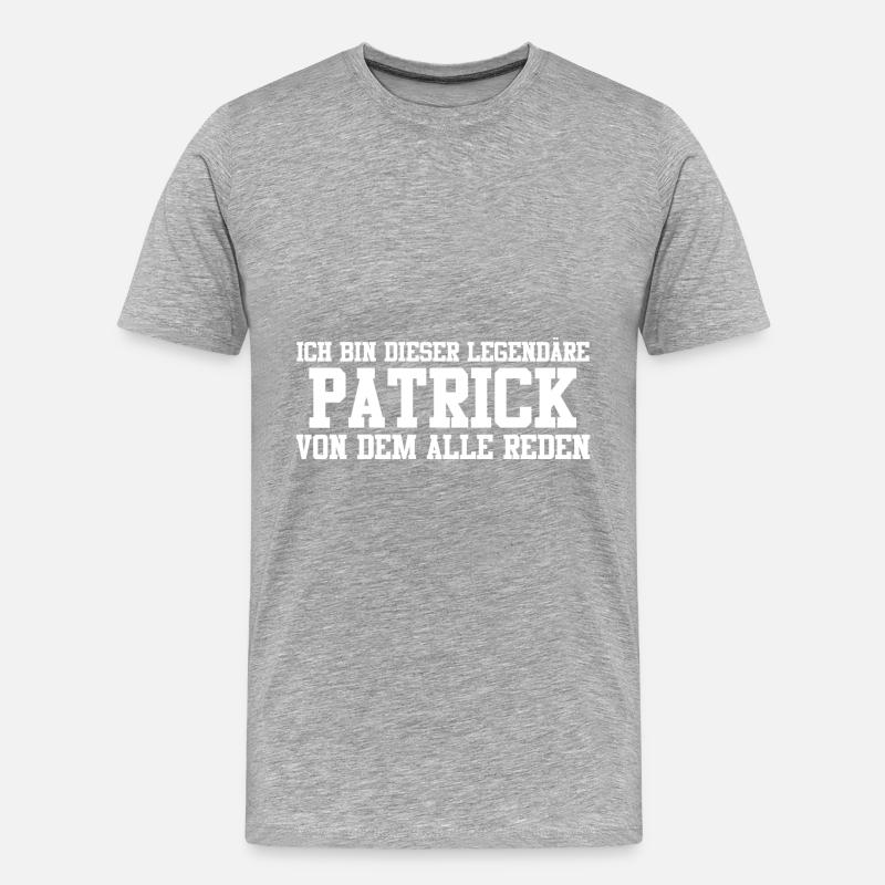 Patrick Name Design - Männer Premium Bio T-Shirt - Grau meliert
