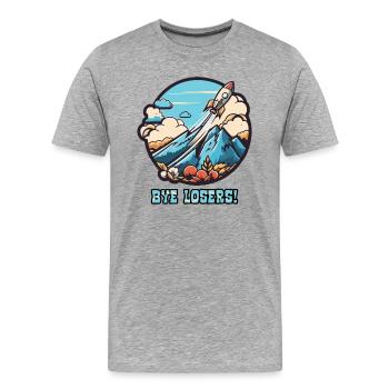 Bye bye, les perdants ! Lancement de la fusée - T-shirt bio Premium Homme - gris chiné - Devant - Damien (186cm)