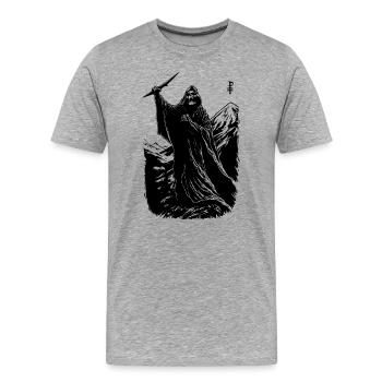 Faucheuse sur la montagne : Défi de provocation - T-shirt bio Premium Homme - gris chiné - Devant - Damien (186cm)
