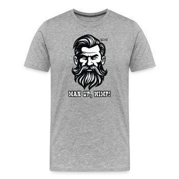 "Man Up Attraktiver bärtiger Kerl" - Männer Premium Bio T-Shirt - Grau meliert - Vorne - Damien (186cm)