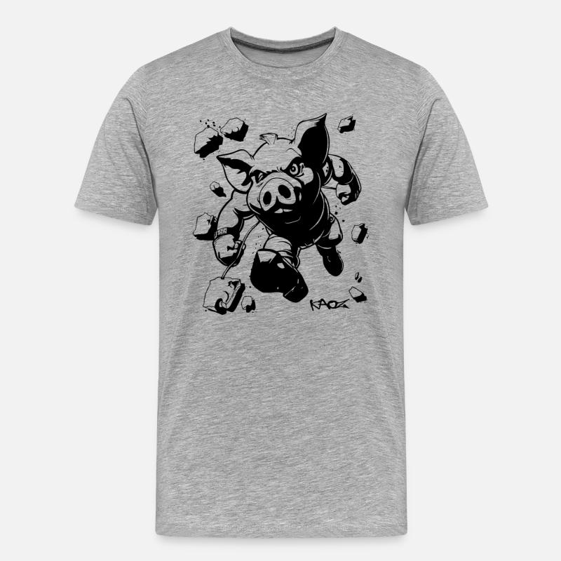 Durchbruch: Mauern durchbrechen, Intensive Schwein - Männer Premium Bio T-Shirt - Grau meliert