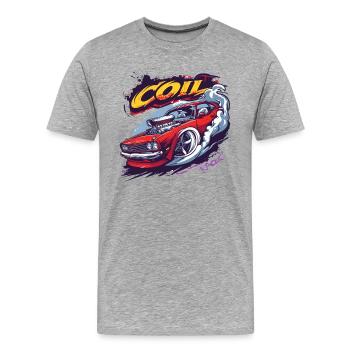 Rouge Muscle Car Turbo Cartoon Racer - T-shirt bio Premium Homme - gris chiné - Devant - Damien (186cm)