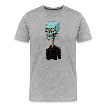 Interview crâne, squelette, zombie - T-shirt bio Premium Homme - gris chiné - Devant - Damien (186cm)