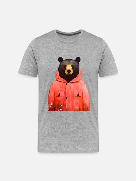 Bärentierkunst #bear - Männer Premium Bio T-Shirt - Grau meliert