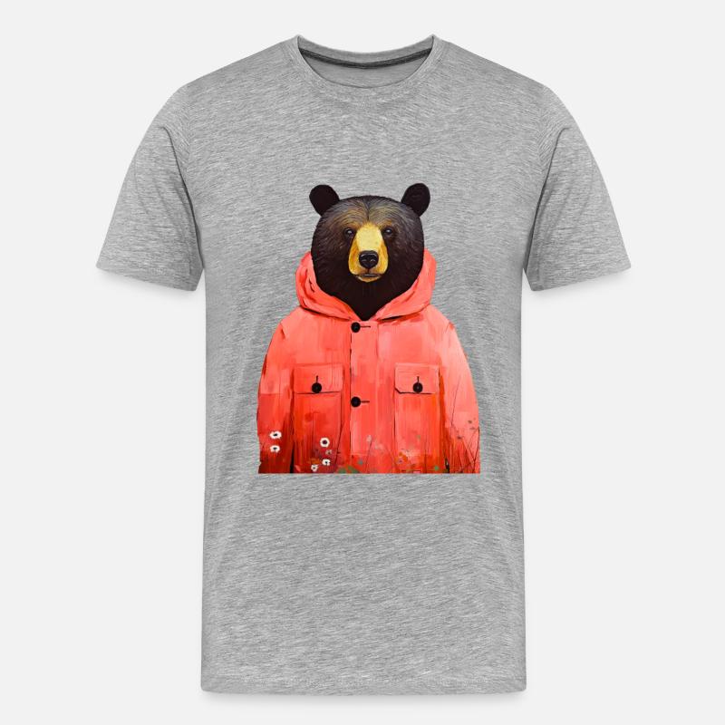 Bärentierkunst #bear - Männer Premium Bio T-Shirt - Grau meliert