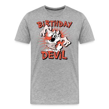 Looney Tunes Diable D'Anniversaire Taz - T-shirt bio Premium Homme - gris chiné - Devant - Damien (186cm)