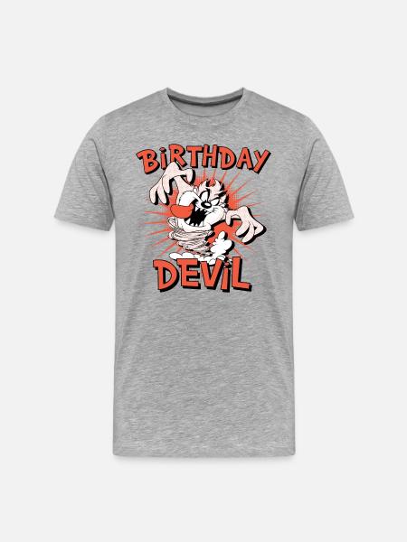 Looney Tunes Verjaardag Duivel Taz - Mannen premium biologisch T-shirt - grijs gemêleerd