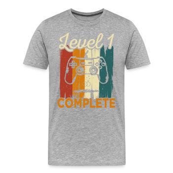 1. Vintage Hochzeitstag Level 1 - Männer Premium Bio T-Shirt - Grau meliert - Vorne - Damien (186cm)