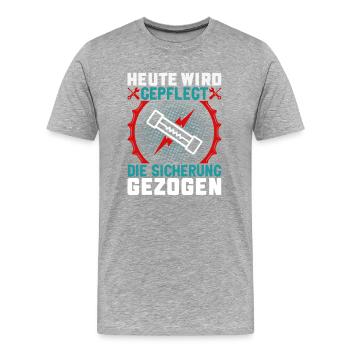 Elektriker Elektroniker Geschenk - Männer Premium Bio T-Shirt - Grau meliert - Vorne - Damien (186cm)