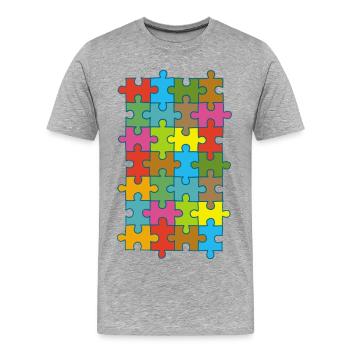 Puzzle multicolore - T-shirt bio Premium Homme - gris chiné - Devant - Damien (186cm)