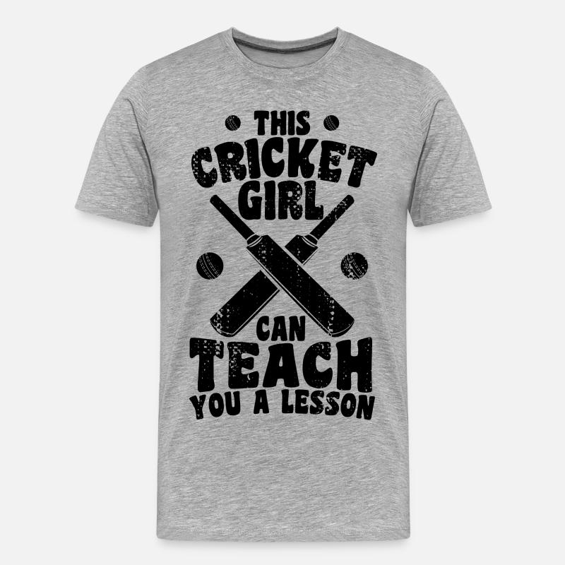 Cricket Mädchen erteilt dir eine Lektion - Männer Premium Bio T-Shirt - Grau meliert
