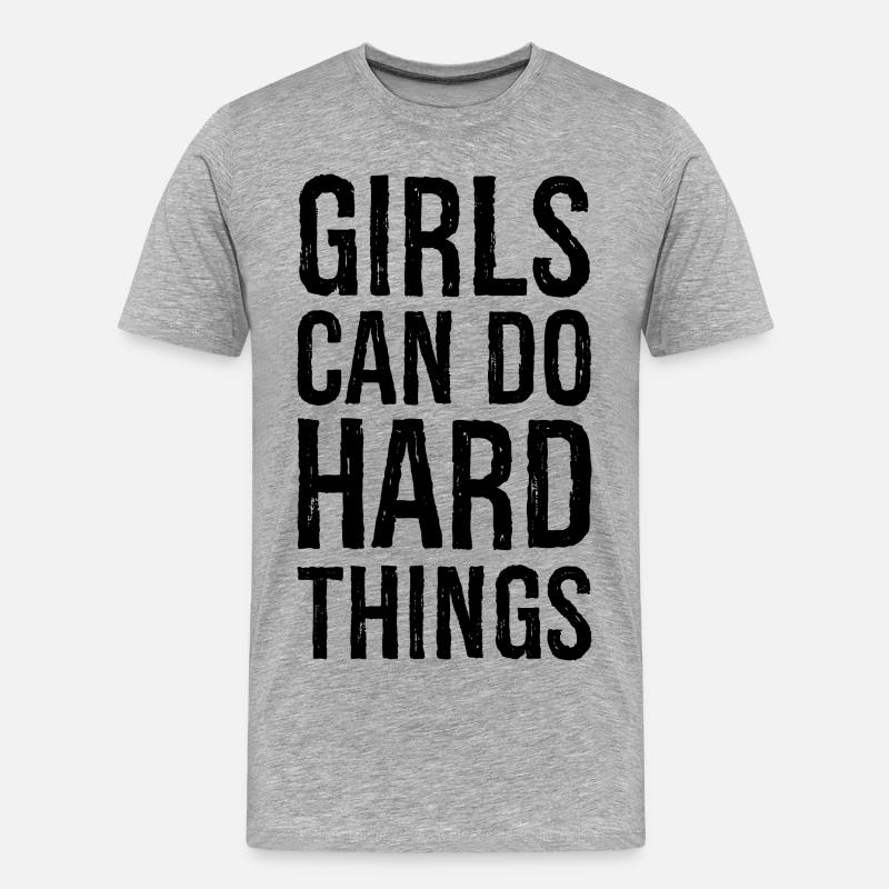 Mädchen können harte Dinge tun - Männer Premium Bio T-Shirt - Grau meliert