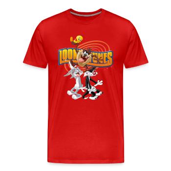 Looney Tunes Bugs Bunny, Taz, Sylvester & Tweety - Männer Premium Bio T-Shirt - Rot - Vorne - Damien (186cm)