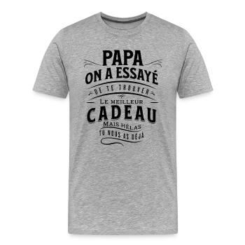 Meilleur cadeau pour Papa - Fête des pères - T-shirt bio Premium Homme - gris chiné - Devant - Damien (186cm)