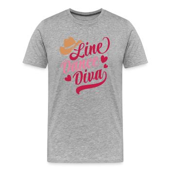 Linedance Diva Country Fan - Sticker - Männer Premium Bio T-Shirt - Grau meliert - Vorne - Damien (186cm)