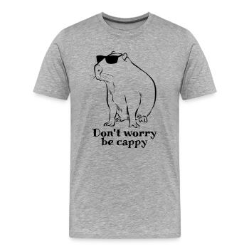 Don't worry be cappy - Capybara sketch - Männer Premium Bio T-Shirt - Grau meliert - Vorne - Damien (186cm)