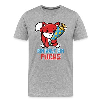 Schlauer Fuchs Schulanfang - Bin halt ein Fuchs - Männer Premium Bio T-Shirt - Grau meliert - Vorne - Damien (186cm)