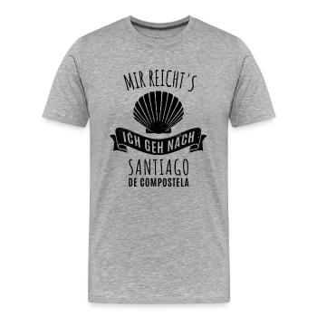 Mir reicht's ich geh nach Santiago - Camino Pilger - Männer Premium Bio T-Shirt - Grau meliert - Vorne - Damien (186cm)