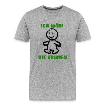 Ich wähl die Grünen - Wähler - Stimme - Männer Premium Bio T-Shirt - Grau meliert - Vorne - Damien (186cm)