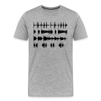 Black waveforms - T-shirt bio Premium Homme - gris chiné - Devant - Damien (186cm)