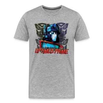 Transformers G1 Optimus Prime Autobots Portrait - Männer Premium Bio T-Shirt - Grau meliert - Vorne - Damien (186cm)