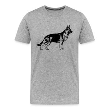 Schäferhund gerader Rücken personalisierbar - Männer Premium Bio T-Shirt - Grau meliert - Vorne - Damien (186cm)