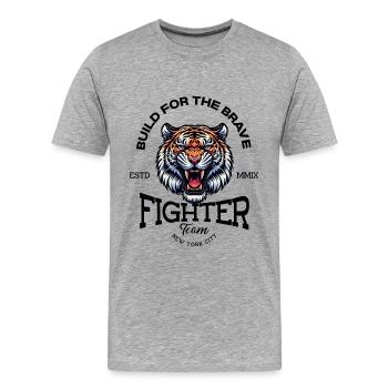 Fighter Team - Construit pour les Braves - T-shirt bio Premium Homme - gris chiné - Devant - Damien (186cm)