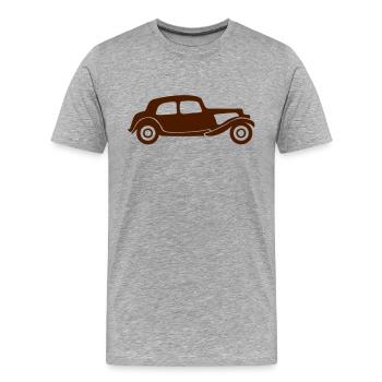 voiture ancienne vieille7 vintage - T-shirt bio Premium Homme - gris chiné - Devant - Damien (186cm)