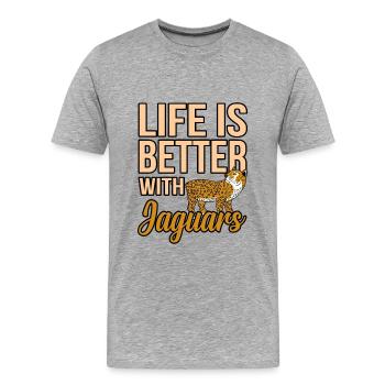 Jaguar - Männer Premium Bio T-Shirt - Grau meliert - Vorne - Damien (186cm)