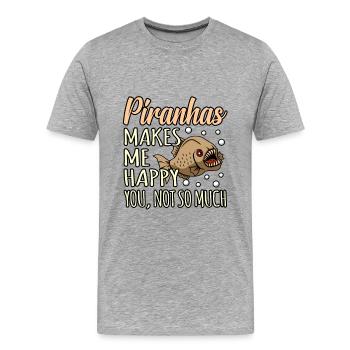 Piranha - Männer Premium Bio T-Shirt - Grau meliert - Vorne - Damien (186cm)