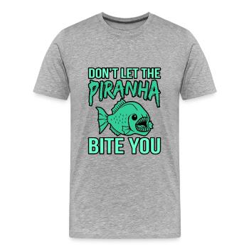 Piranha - Männer Premium Bio T-Shirt - Grau meliert - Vorne - Damien (186cm)