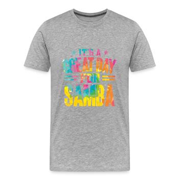 Samba - Männer Premium Bio T-Shirt - Grau meliert - Vorne - Damien (186cm)