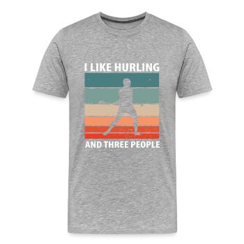 Schleudern Hurling - Männer Premium Bio T-Shirt - Grau meliert - Vorne - Damien (186cm)