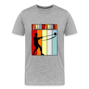 Je lance des choses marteau lancer - T-shirt bio Premium Homme - gris chiné - Devant - Damien (186cm)