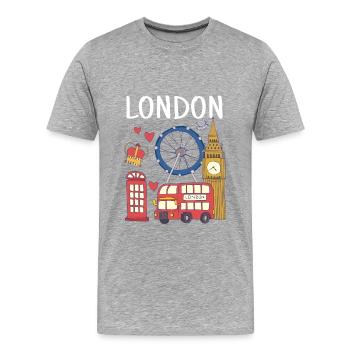 Londres - T-shirt bio Premium Homme - gris chiné - Devant - Damien (186cm)