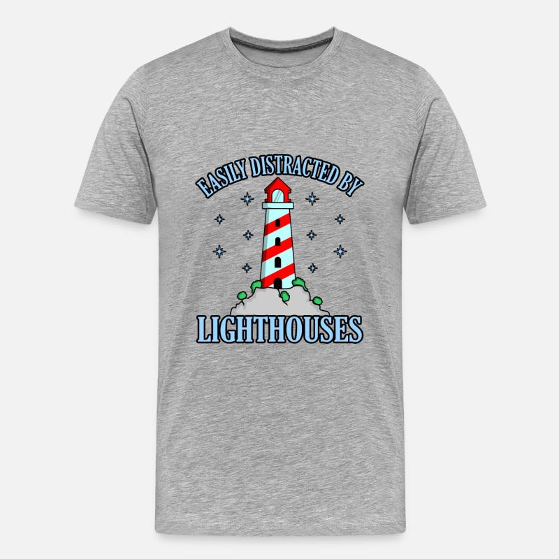 Leuchtturm - Männer Premium Bio T-Shirt - Grau meliert