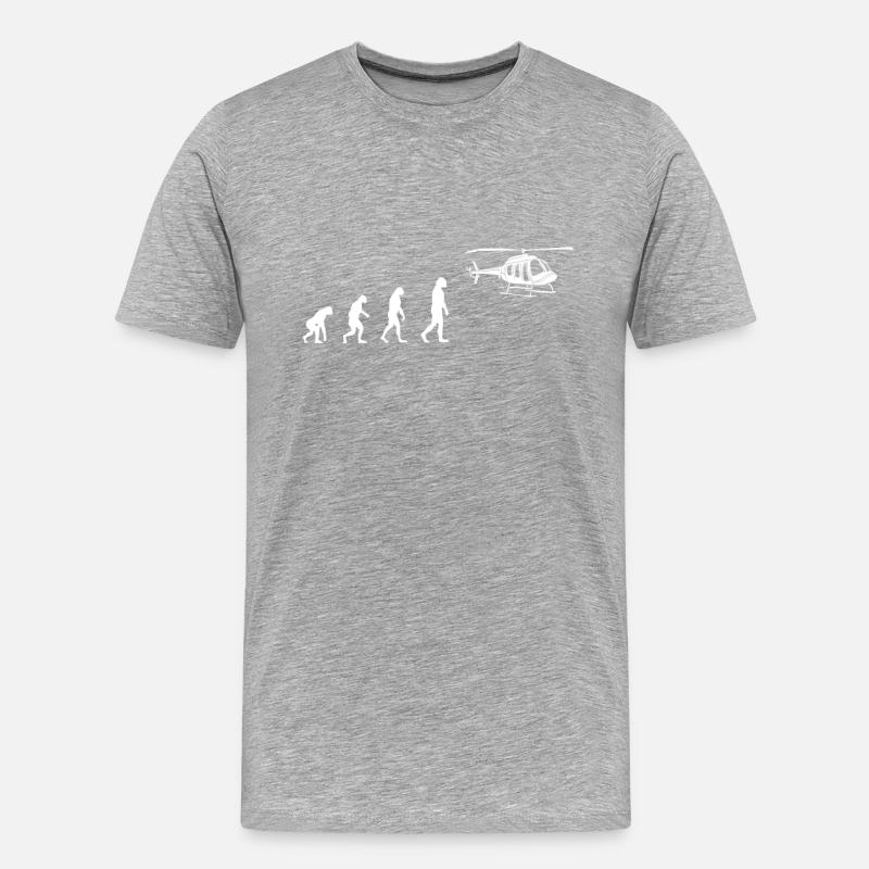 Evolution Hubschrauber - Männer Premium Bio T-Shirt - Grau meliert