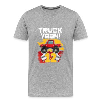 12e anniversaire - T-shirt bio Premium Homme - gris chiné - Devant - Damien (186cm)