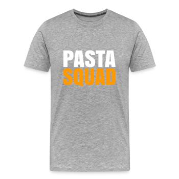 Pasta-Kader - Männer Premium Bio T-Shirt - Grau meliert - Vorne - Damien (186cm)