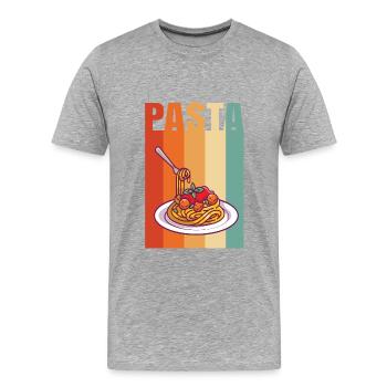 Retro Noodles - Men's Premium Organic T-Shirt - heather grey - Front - Damien (186cm)