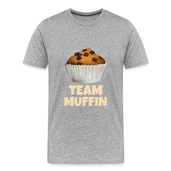 Équipe Muffin - T-shirt bio Premium Homme - gris chiné - Devant - Damien (186cm)
