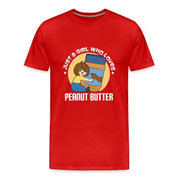 Erdnussbutter Beurre d’arachide - T-shirt bio Premium Homme - rouge - Devant - Damien (186cm)