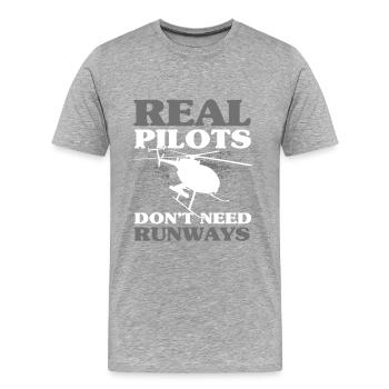 Cadeau de pilote d’hélicoptère - T-shirt bio Premium Homme - gris chiné - Devant - Damien (186cm)