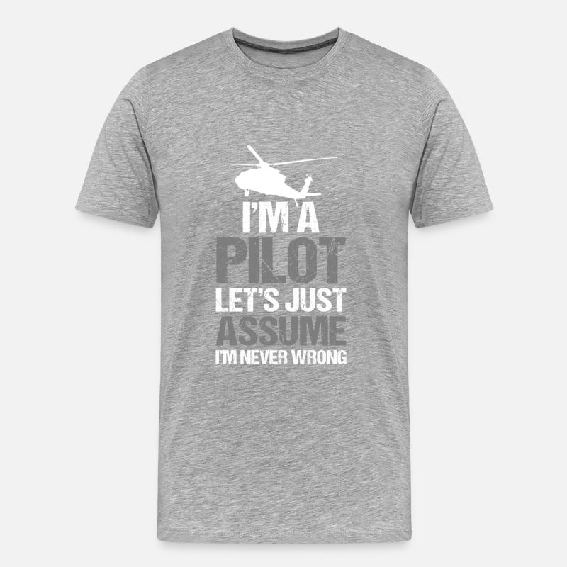 Hubschrauber Pilot Geschenk - Männer Premium Bio T-Shirt - Grau meliert